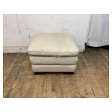 Cream Faux Leather Upholstered Ottoman