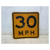 Yellow Reflective 30 MPH Road Sign