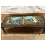 Hand-Painted Wooden Storage Chest with Floral and