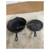 Two Cast Iron Skillets with Handles