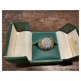14K Gold Ring with Diamond Cluster
