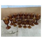 15 Amber Glass Goblets