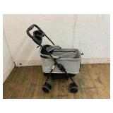 Foldable Pet Stroller with Storage and Cupholders