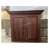 Wooden Two-Door Cabinet with Crown Molding Top