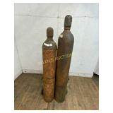 2 Metal Gas Cylinders with Handcart