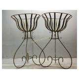 2 Metal Scroll Planter Stands