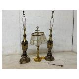 Three Brass Table Lamps