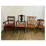 Four Wooden Chairs with Varied Styles