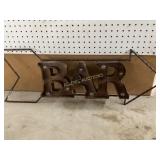 Rustic Metal BAR Sign with Wire Arrow Frame