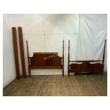 Full-Size Wooden Bed Frame with Rails