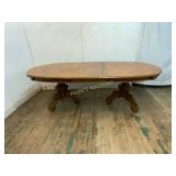 Extending Oval Wood Dining Table with Pedestal Bas