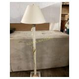 Tall Floor Lamp with Square Base and Ivory Shade