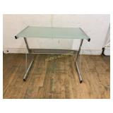Glass-Top Folding Desk with Metal Frame