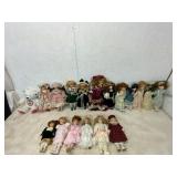 18 Porcelain Dolls and Plush Bear