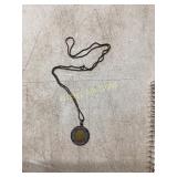 Metal Pendant Necklace with Coin Inset