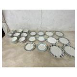 33-Piece Dinnerware Set with Striped Patterns