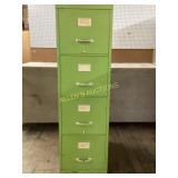 Green Metal Four-Drawer Filing Cabinet
