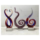 Three Blown Glass Decorative Sculptures