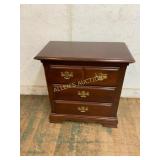 Three-Drawer Wooden Chest with Brass Pulls