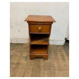 Wooden Side Table with Drawer and Shelves