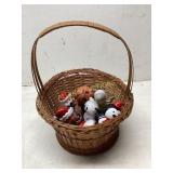 Wicker Basket with Holiday Solar Figures