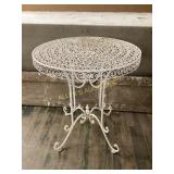 White Wrought Iron Side Table with Spiral Design