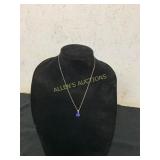 Silver Necklace With Blue Stone Pendant