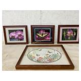 Framed Floral and Butterfly Artwork