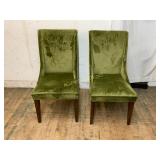 Green Velvet Upholstered Side Chairs