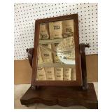 Tilting Wooden Table Mirror on Scalloped Base