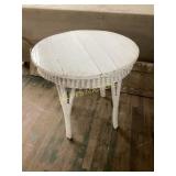 White Painted Wicker Accent Table