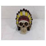 Resin Skull with Feathered Headdress