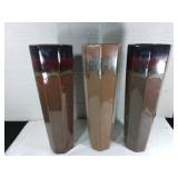 Three Glazed Ceramic Tall Vases