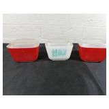 Three Pyrex Refrigerator Dishes with Lids
