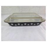 Pyrex Black Snowflake Casserole Dish with Lid