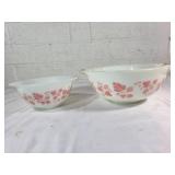 Pyrex Mixing Bowls with Pink Gooseberry Pattern