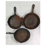 3 Cast Iron Skillets (#5, #6, #7)