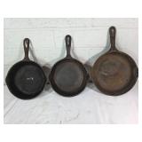 3 Wagner Ware Cast Iron Skillets