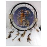Native American-Style Dream Catcher With Wolf Artw