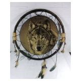 Native American-Style Dream Catcher with Wolf Desi