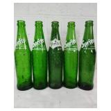 5 Sprite Green Glass Bottles