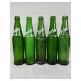 5 Green Glass Sprite Bottles