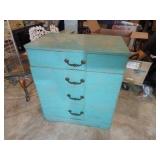 Blue Painted 4-Drawer Dresser