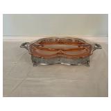 Pink Divided Dish with Stand