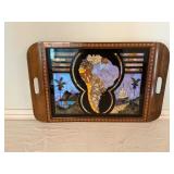 Wooden Tray with Inlaidï¿½ Design