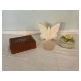 Carved Box Dish and Butterfly