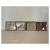 4 Framed Street Scene Prints