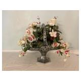 Metal Basket with Faux Flowers