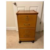 Oak File Cabinet on Casters
