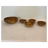 5 Brown Glazed Bowls